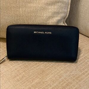 Michael Kors Navy Zip-Around Wallet